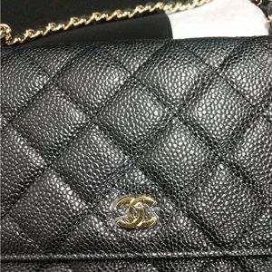 CHANEL Wallet on Chain WOC in Black Caviar w/ GHW